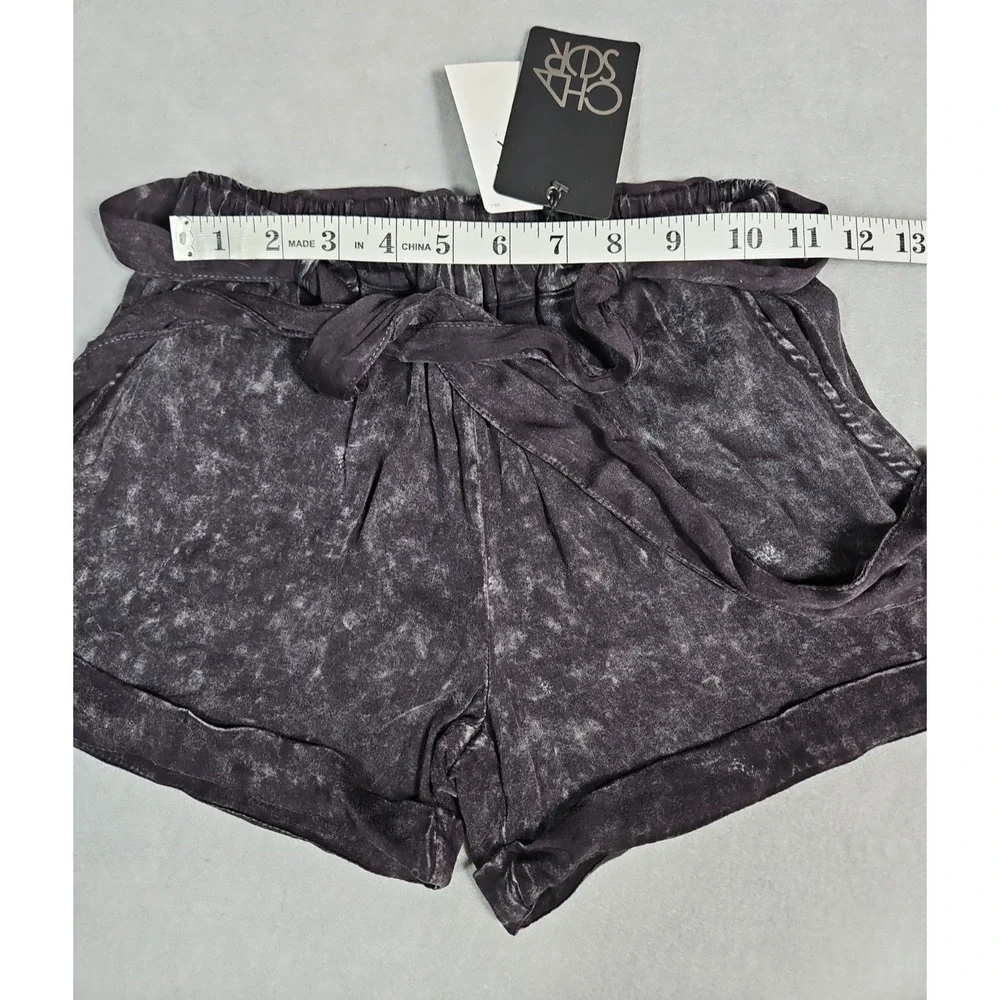 Chaser Womens Black Cloud‎ Wash Tie Waist Shorts Size Small NWT